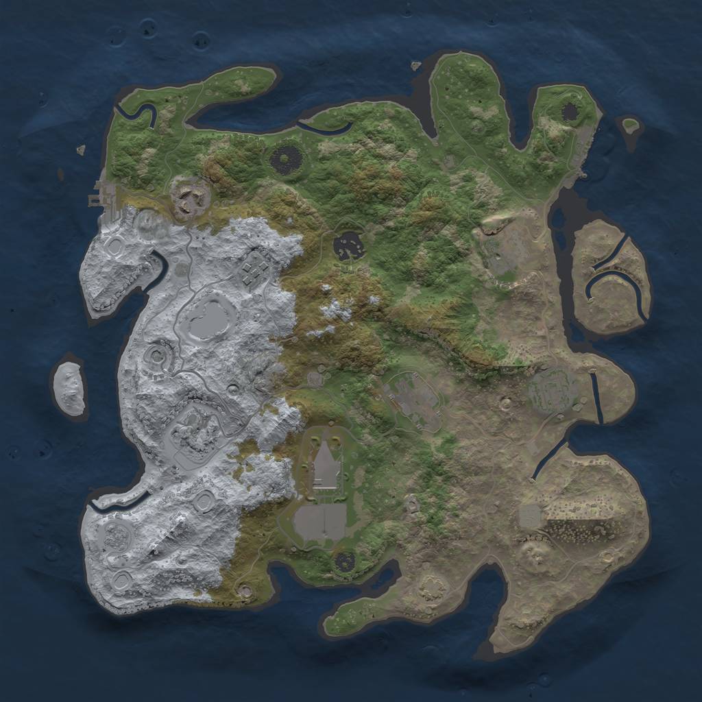 Rust Map: Procedural Map, Size: 3500, Seed: 828138965, 16 Monuments