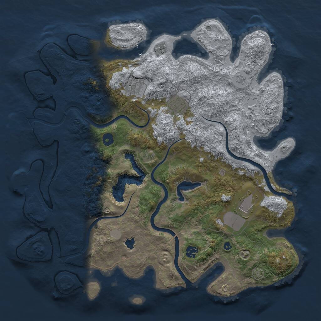 Rust Map: Procedural Map, Size: 4000, Seed: 2109475079, 9 Monuments