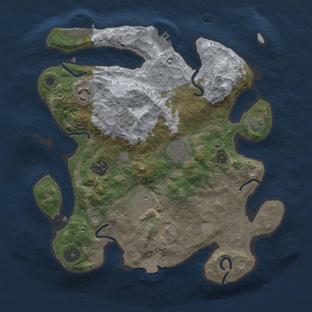 Rust Map: Procedural Map, Size: 3000, Seed: 6102445, 13 Monuments