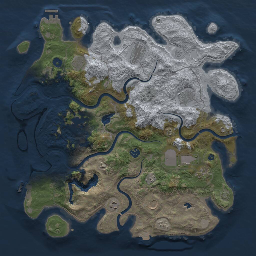 Rust Map: Procedural Map, Size: 4000, Seed: 1129361665, 16 Monuments