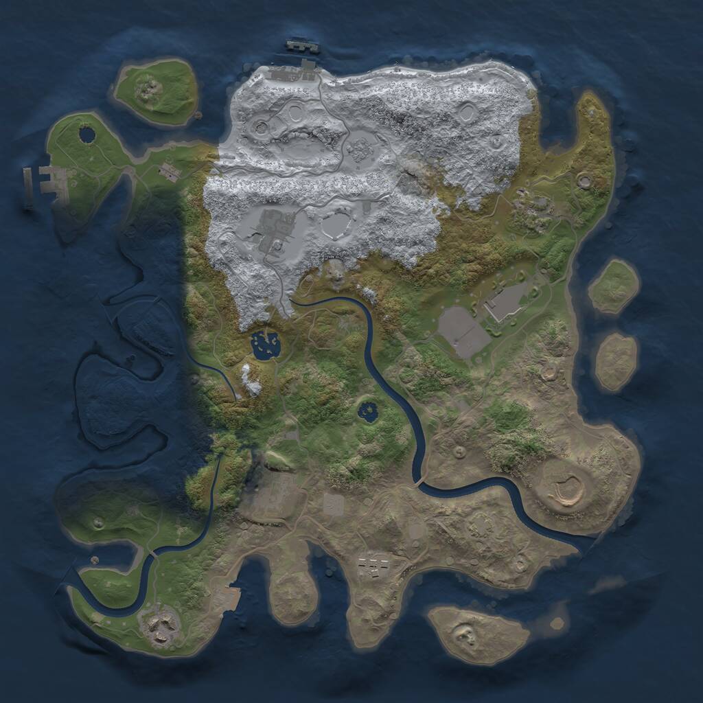 Rust Map: Procedural Map, Size: 3500, Seed: 49321492, 14 Monuments