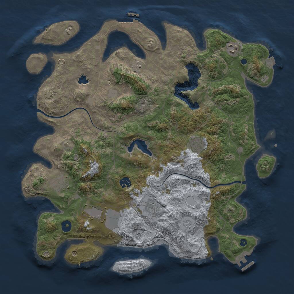 Rust Map: Procedural Map, Size: 4000, Seed: 1553505893, 13 Monuments