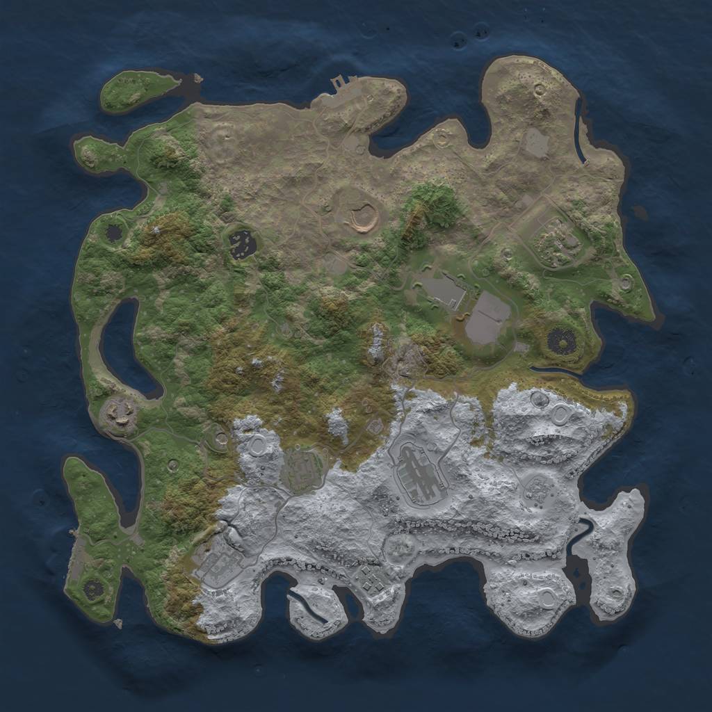 Rust Map: Procedural Map, Size: 3700, Seed: 446724523, 16 Monuments