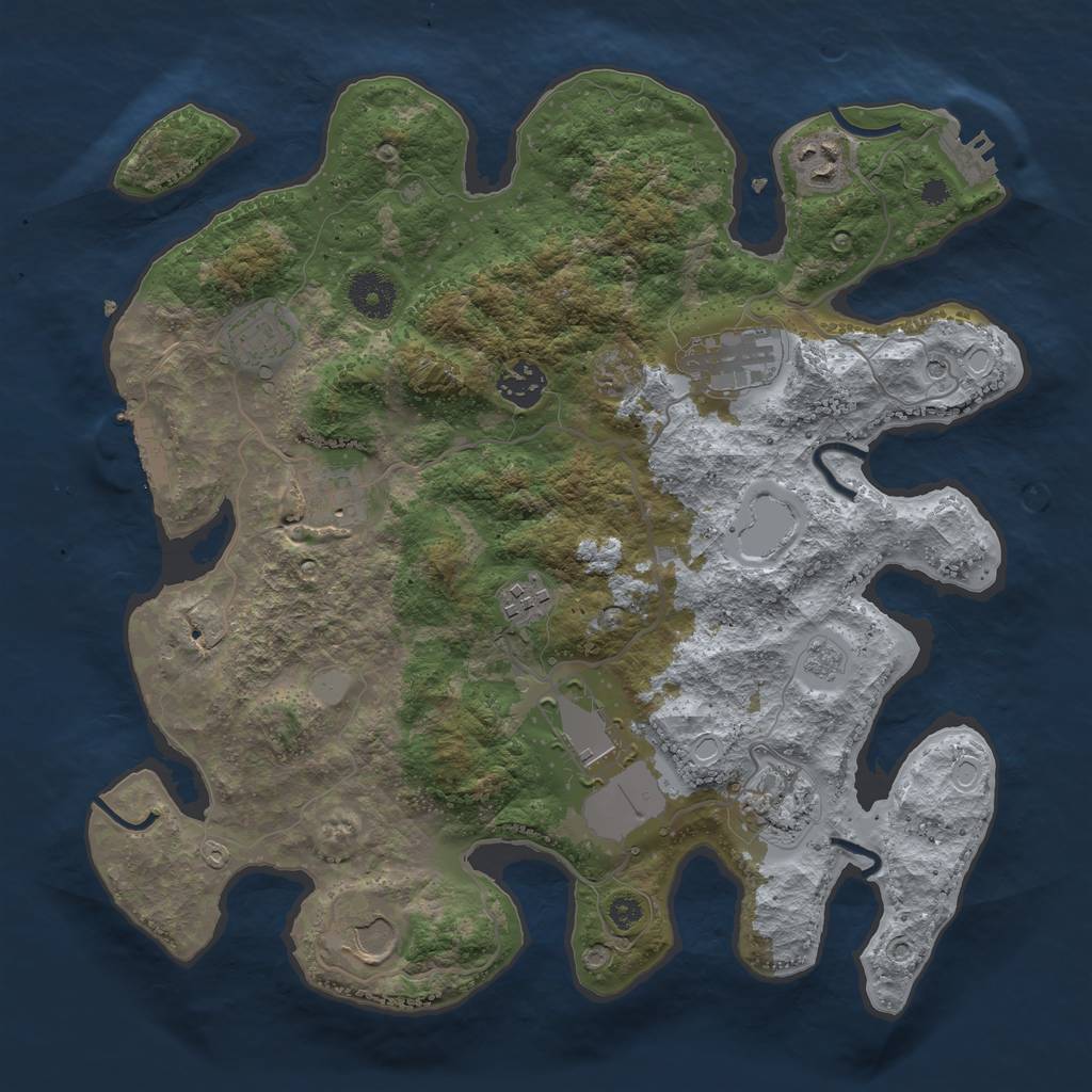 Rust Map: Procedural Map, Size: 3500, Seed: 59547933, 18 Monuments