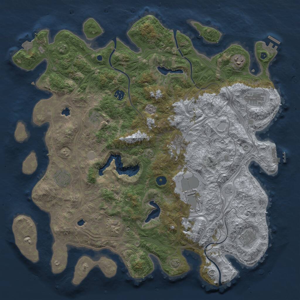 Rust Map: Procedural Map, Size: 4500, Seed: 593644080, 16 Monuments