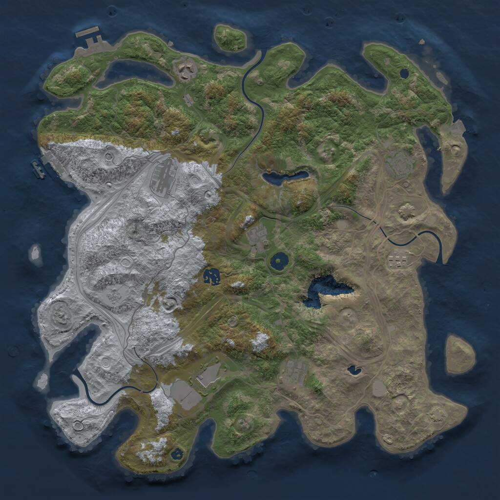 Rust Map: Procedural Map, Size: 4250, Seed: 1136936588, 14 Monuments