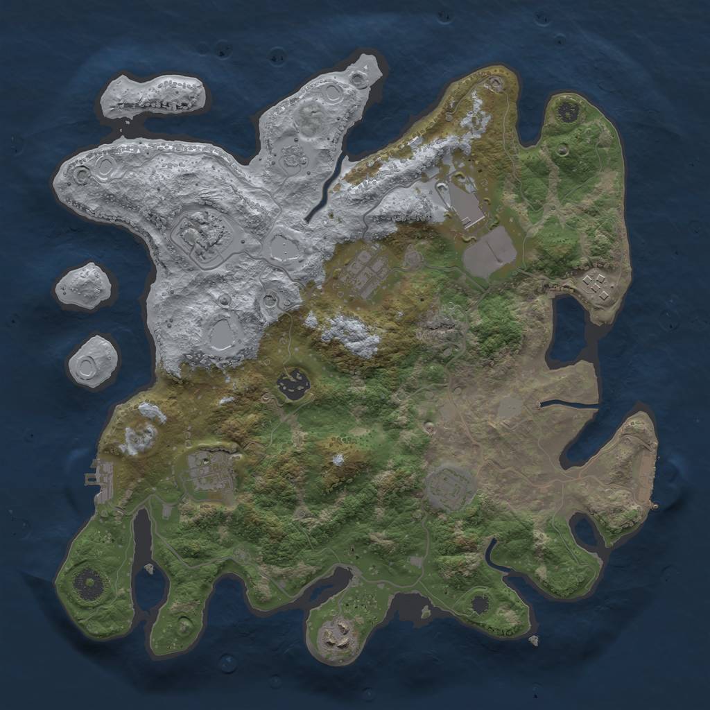 Rust Map: Procedural Map, Size: 3500, Seed: 7247119, 17 Monuments