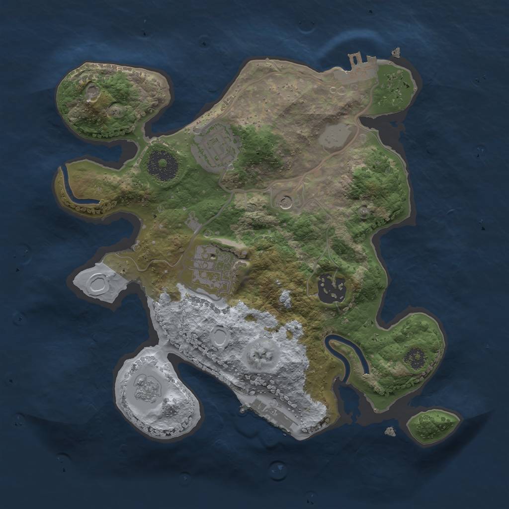 Rust Map: Procedural Map, Size: 2500, Seed: 4350935, 12 Monuments
