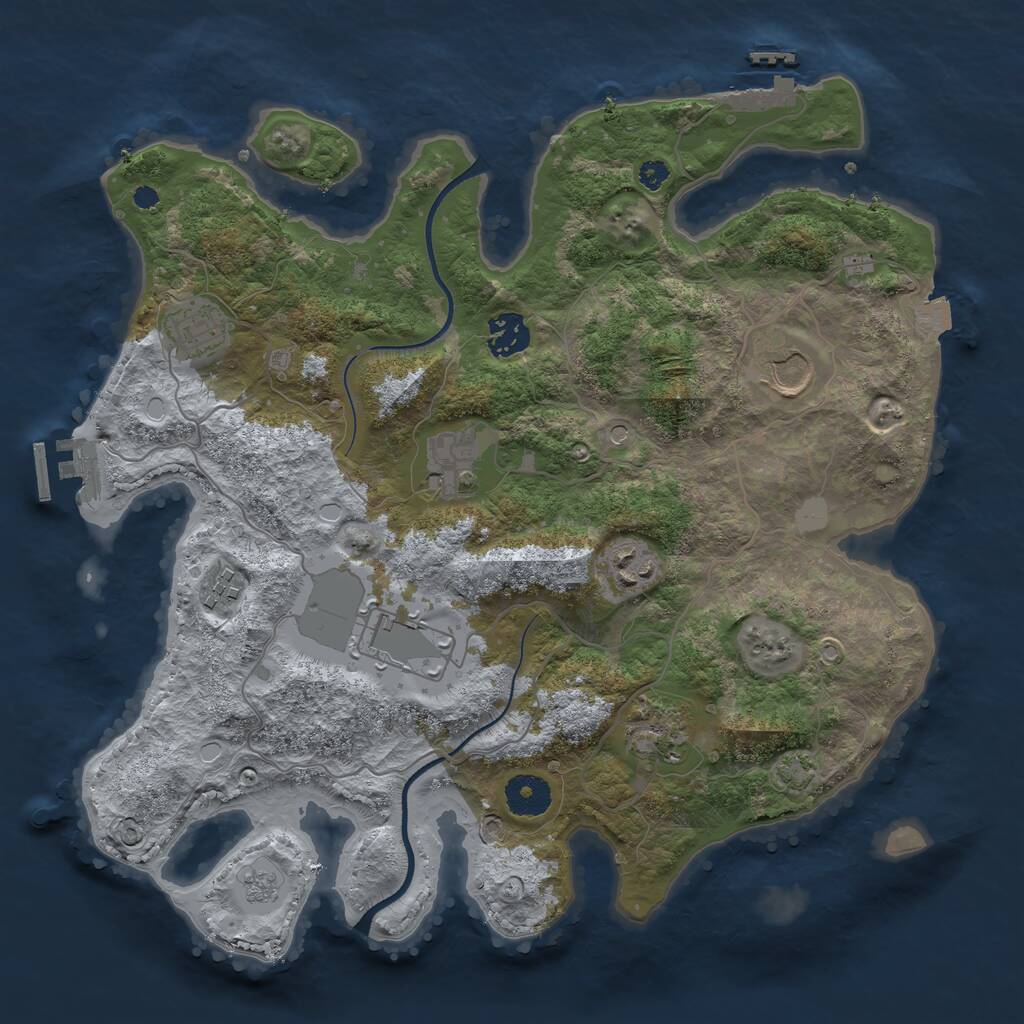 Rust Map: Procedural Map, Size: 3500, Seed: 30337187, 14 Monuments
