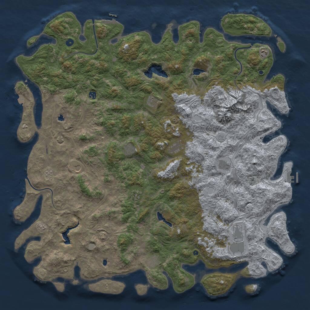 Rust Map: Procedural Map, Size: 6000, Seed: 5629, 17 Monuments