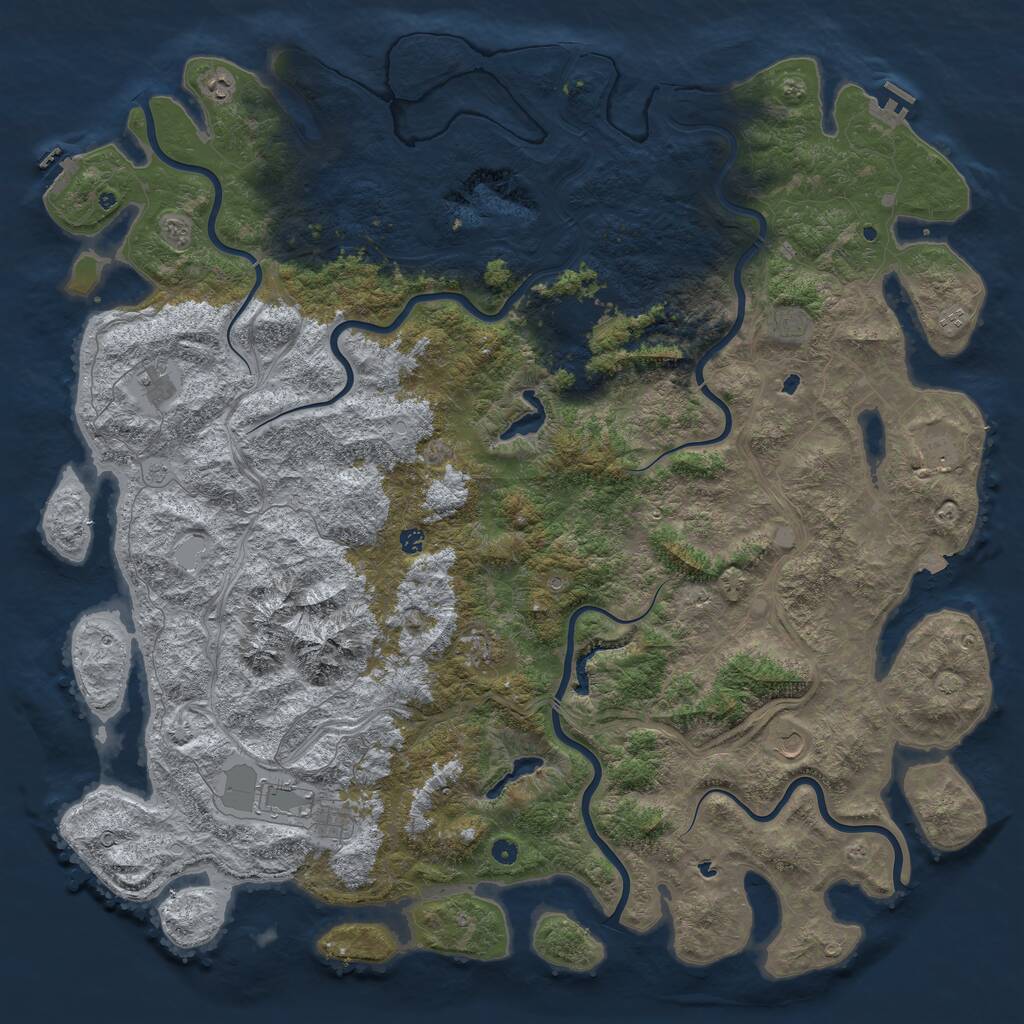 Rust Map: Procedural Map, Size: 6000, Seed: 21352, 17 Monuments