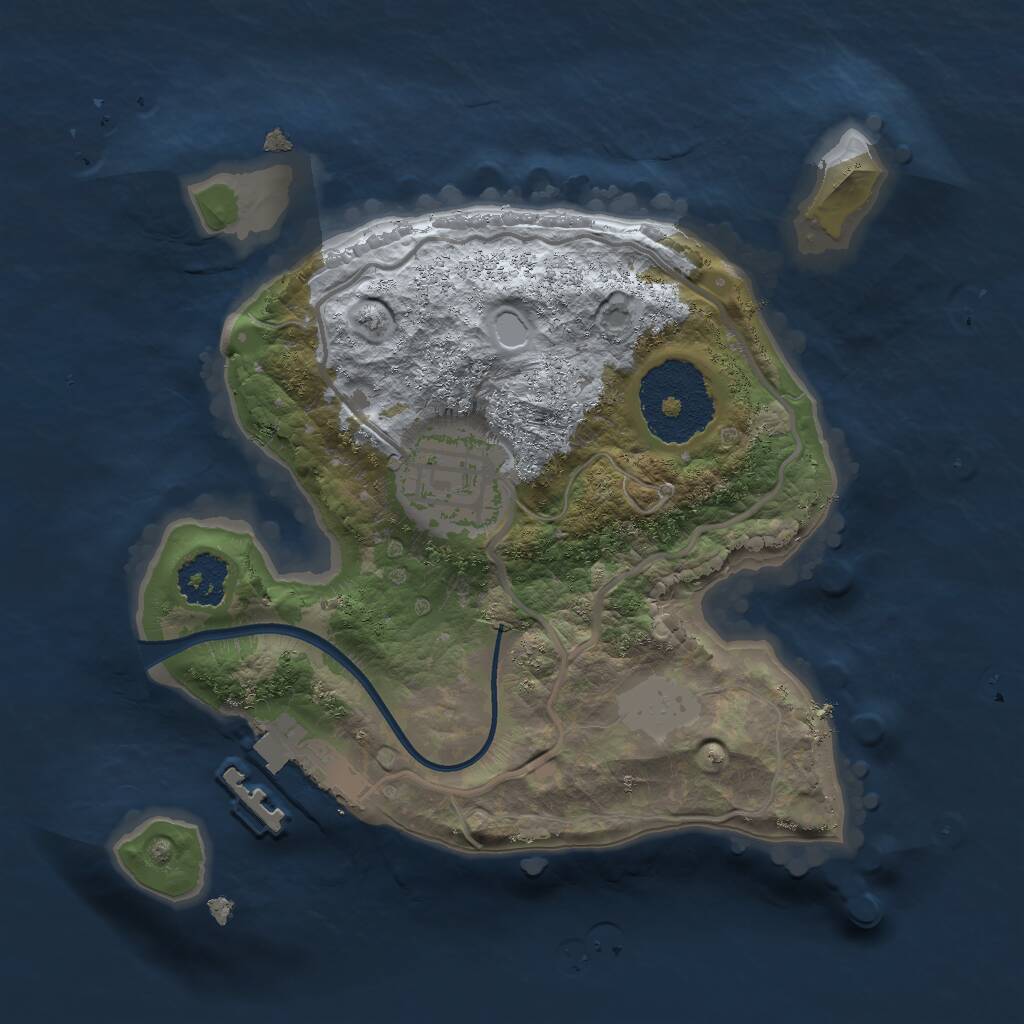 Rust Map: Procedural Map, Size: 2000, Seed: 23015, 3 Monuments