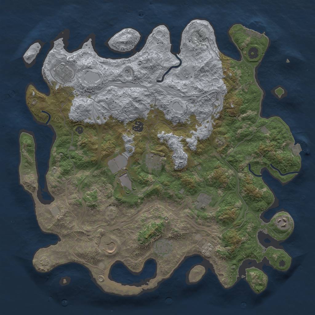 Rust Map: Procedural Map, Size: 4250, Seed: 1245344369, 16 Monuments