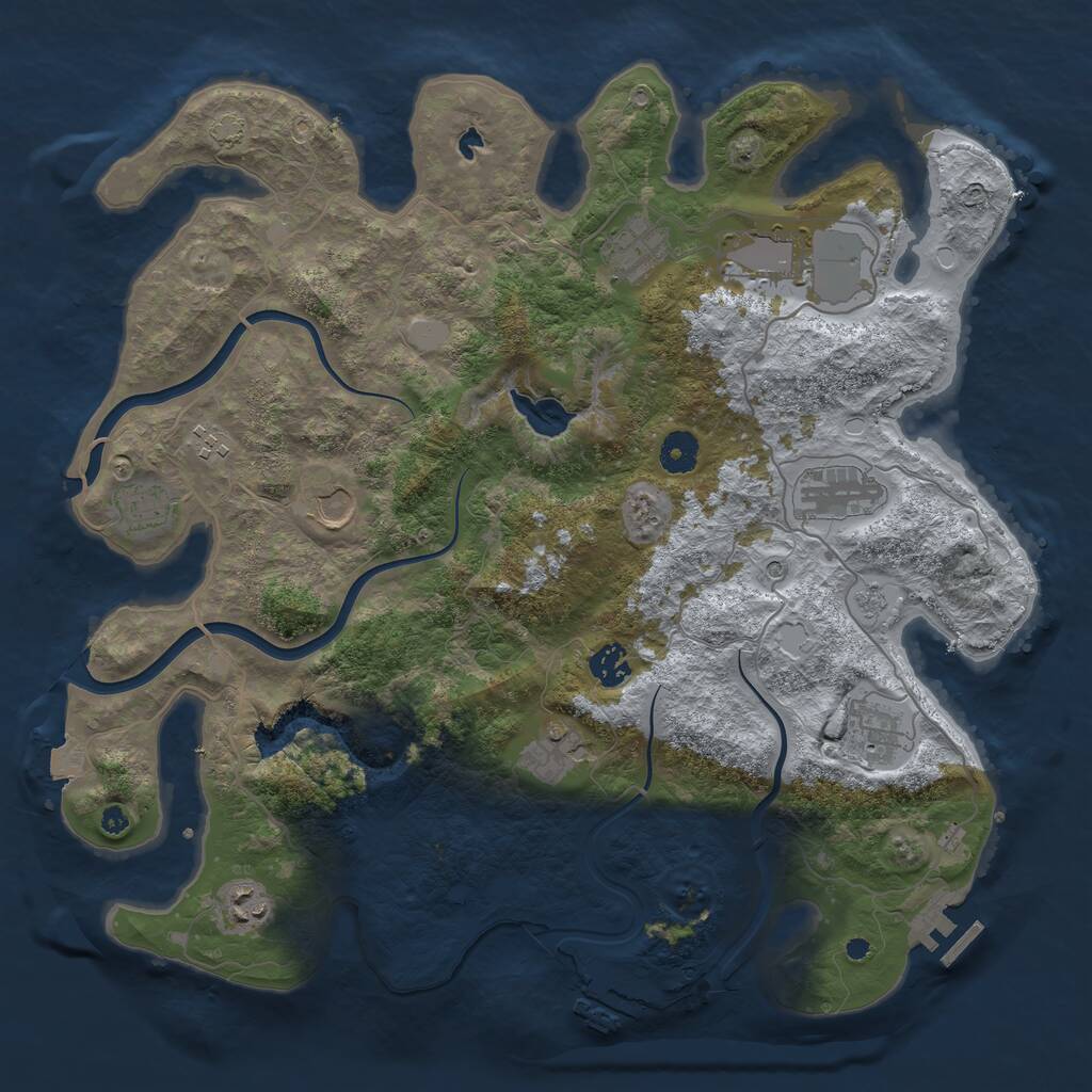 Rust Map: Procedural Map, Size: 4000, Seed: 345349548, 16 Monuments