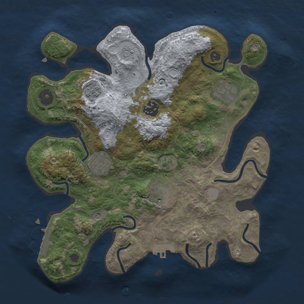 Rust Map: Procedural Map, Size: 3000, Seed: 2947038, 12 Monuments