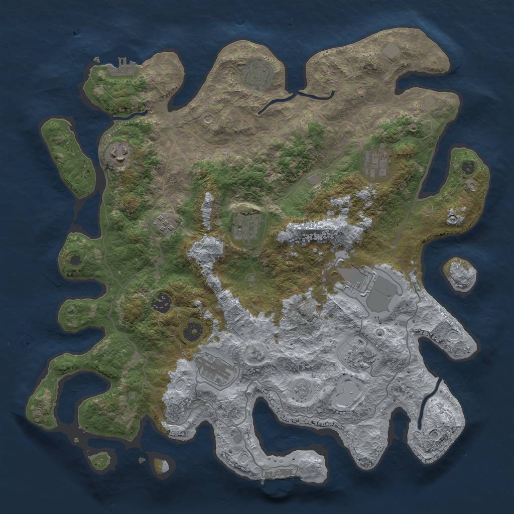 Rust Map: Procedural Map, Size: 4000, Seed: 339956, 16 Monuments