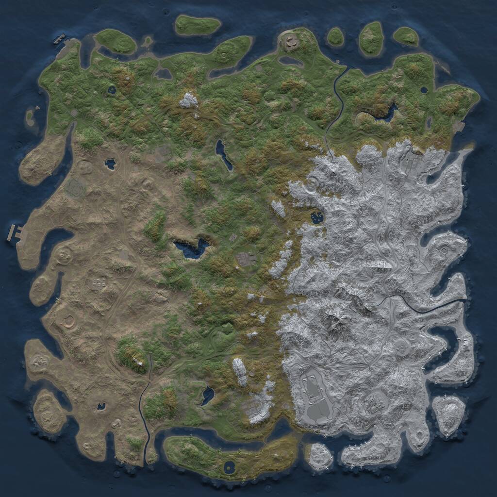 Rust Map: Procedural Map, Size: 6000, Seed: 1298014537, 17 Monuments