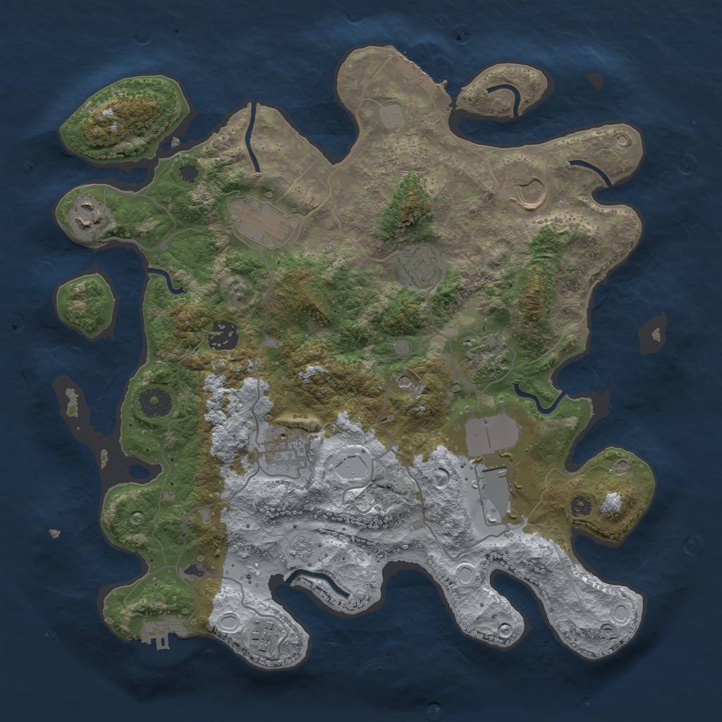 Rust Map: Procedural Map, Size: 3500, Seed: 31490930, 18 Monuments