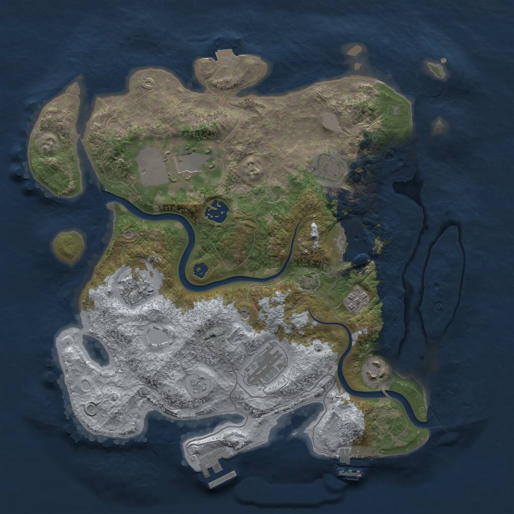 Rust Map: Procedural Map, Size: 3500, Seed: 1157014, 14 Monuments