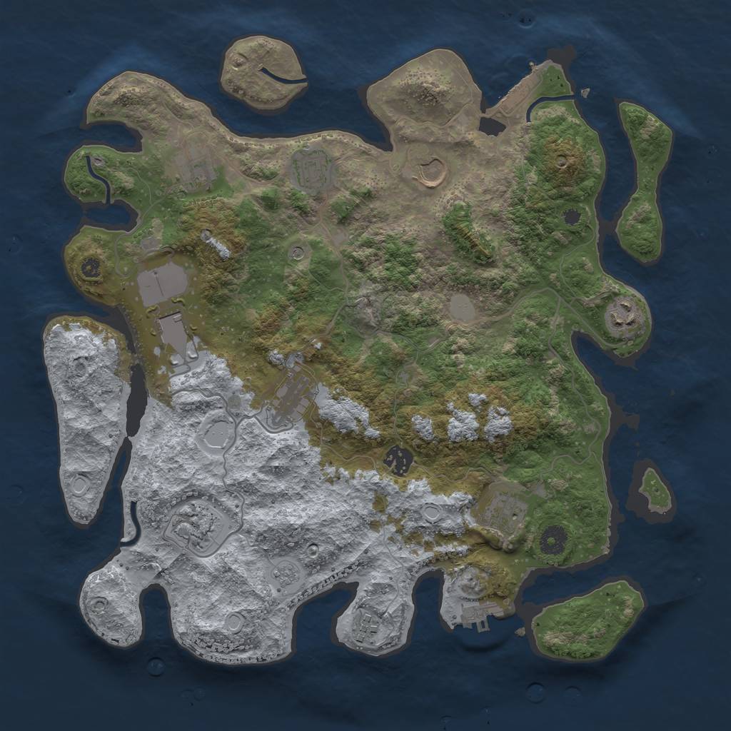 Rust Map: Procedural Map, Size: 3800, Seed: 552444, 19 Monuments