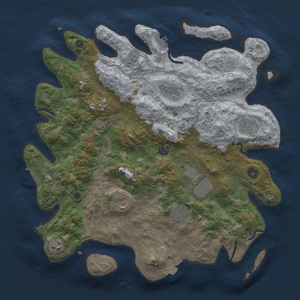 Rust Map: Procedural Map, Size: 4000, Seed: 745550115, 16 Monuments