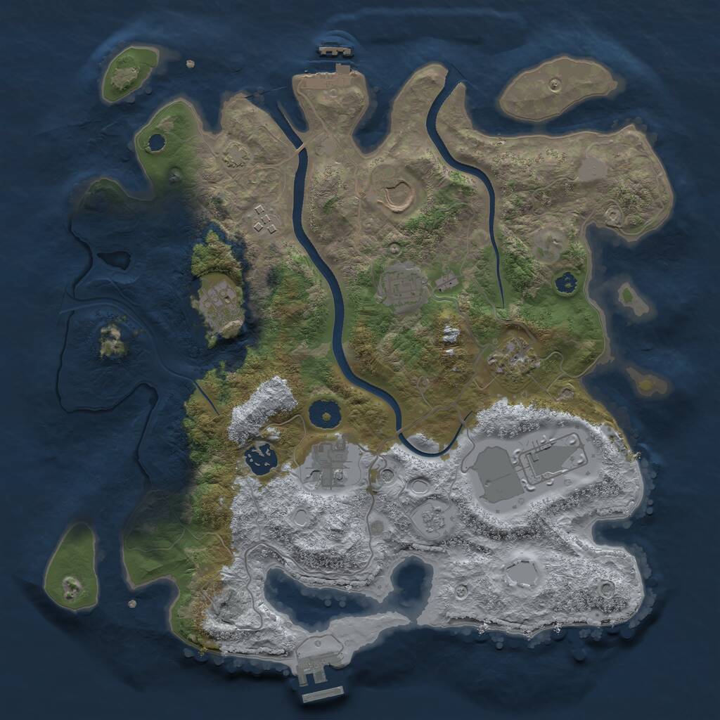 Rust Map: Procedural Map, Size: 3500, Seed: 87477826, 14 Monuments