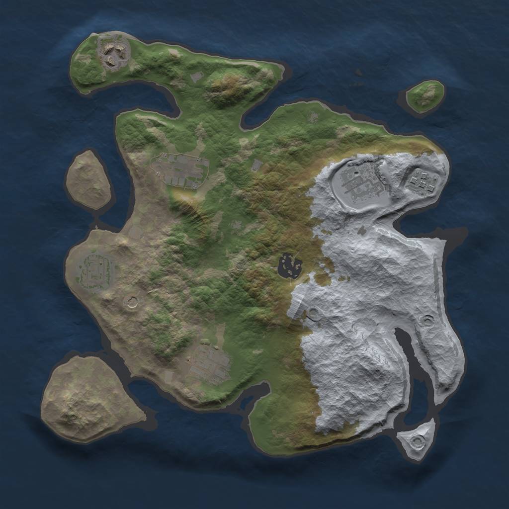 Rust Map: Barren, Size: 3000, Seed: 1212081639, 10 Monuments