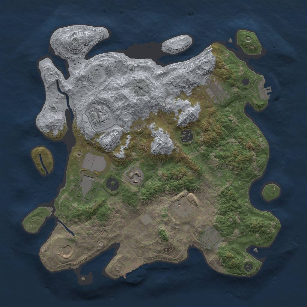 Rust Map: Procedural Map, Size: 3500, Seed: 19422814, 17 Monuments
