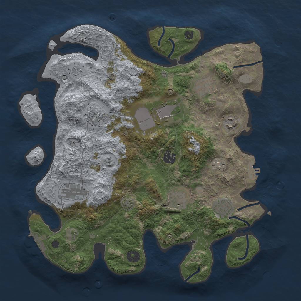Rust Map: Procedural Map, Size: 3500, Seed: 23638839, 17 Monuments