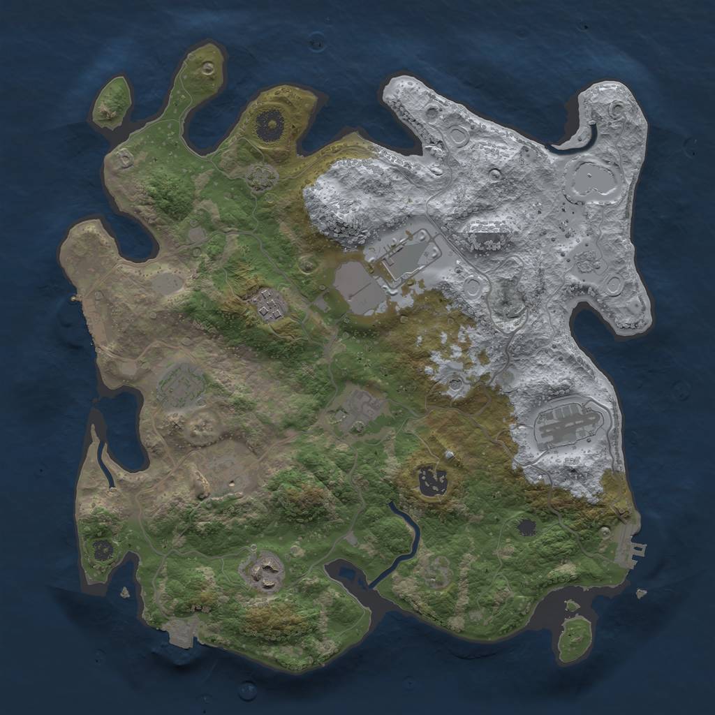 Rust Map: Procedural Map, Size: 3500, Seed: 15454590, 16 Monuments