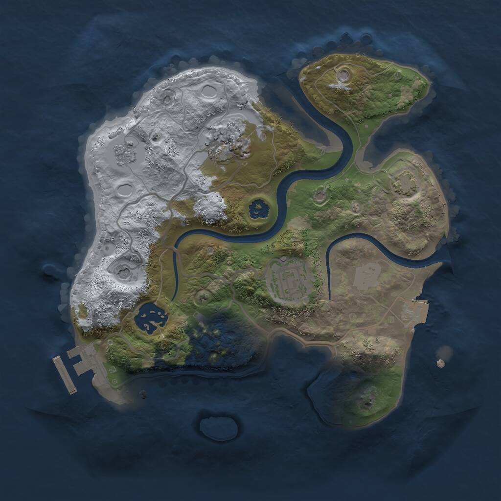 Rust Map: Procedural Map, Size: 2500, Seed: 1105, 8 Monuments