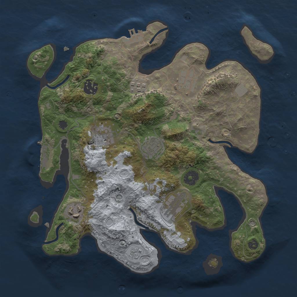 Rust Map: Procedural Map, Size: 3000, Seed: 4214, 14 Monuments
