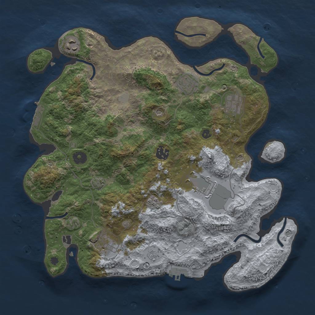 Rust Map: Procedural Map, Size: 3500, Seed: 1468317560, 15 Monuments