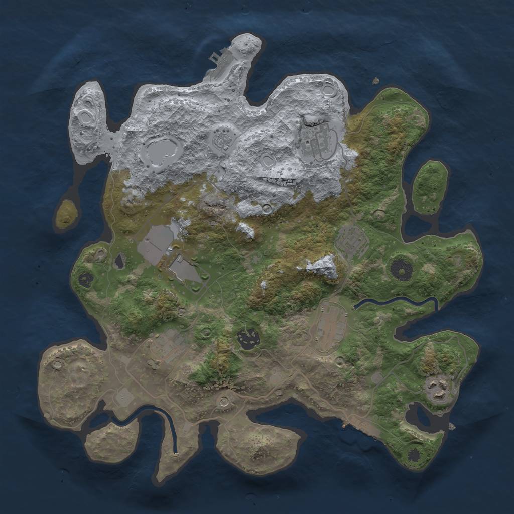 Rust Map: Procedural Map, Size: 3500, Seed: 75409710, 16 Monuments