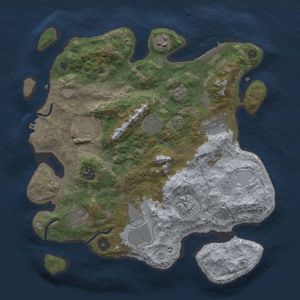 Rust Map: Procedural Map, Size: 3500, Seed: 509432384, 16 Monuments