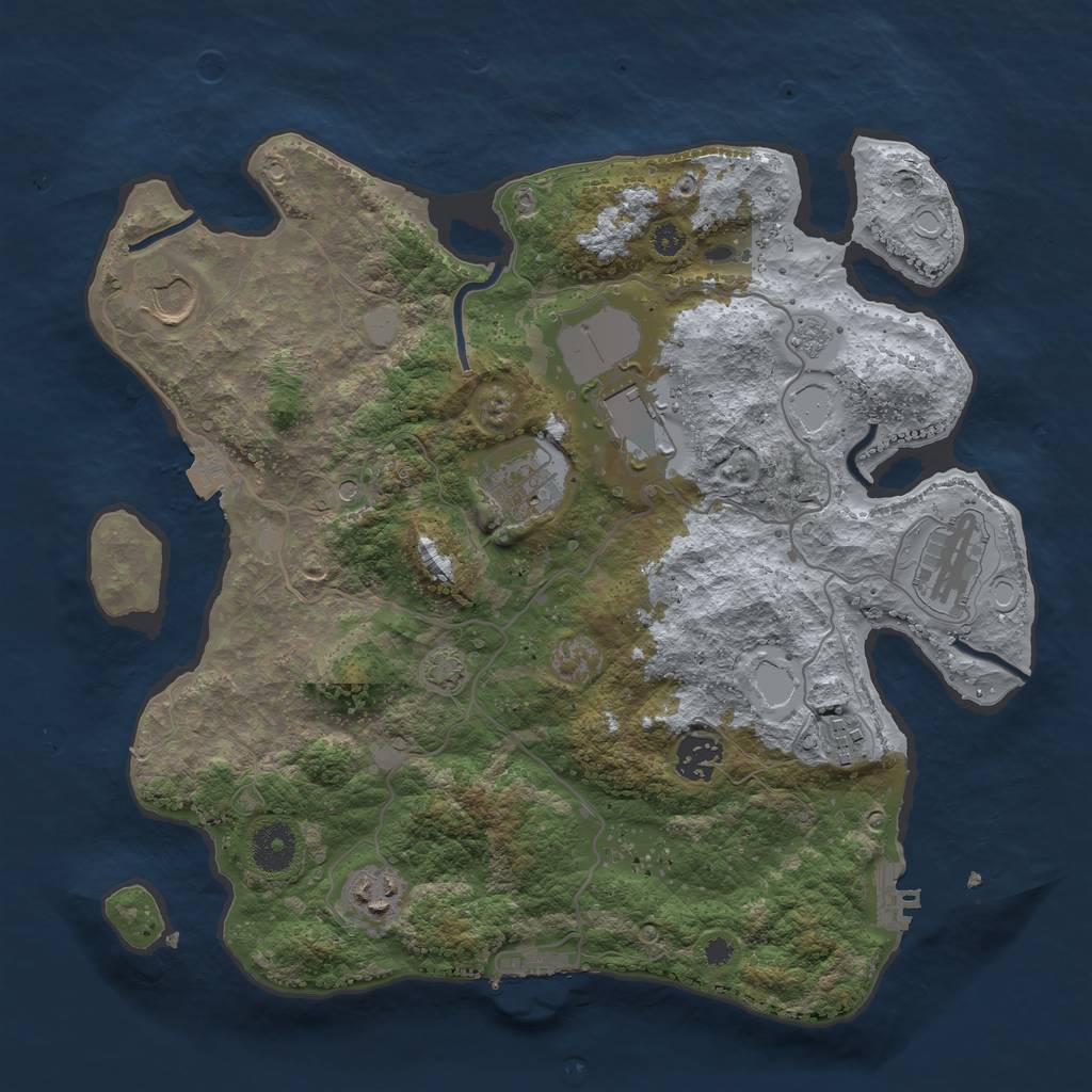 Rust Map: Procedural Map, Size: 3500, Seed: 843711651, 15 Monuments