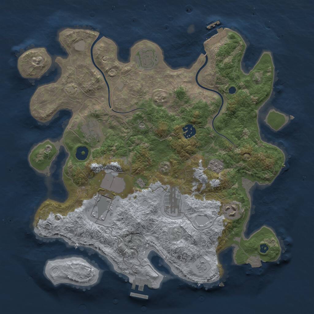 Rust Map: Procedural Map, Size: 3500, Seed: 88770045, 13 Monuments
