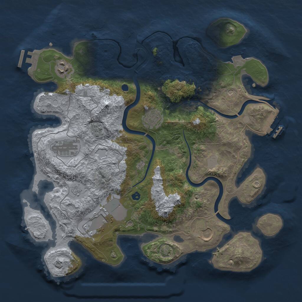Rust Map: Procedural Map, Size: 3500, Seed: 27043912, 12 Monuments