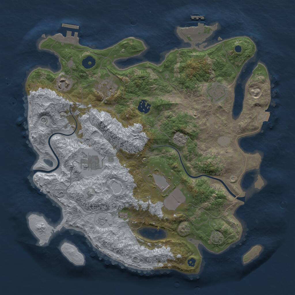 Rust Map: Procedural Map, Size: 3500, Seed: 221191994, 13 Monuments