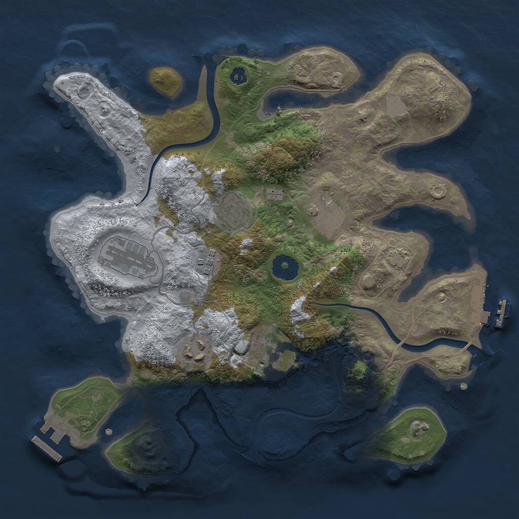 Rust Map: Procedural Map, Size: 3000, Seed: 282035343, 11 Monuments