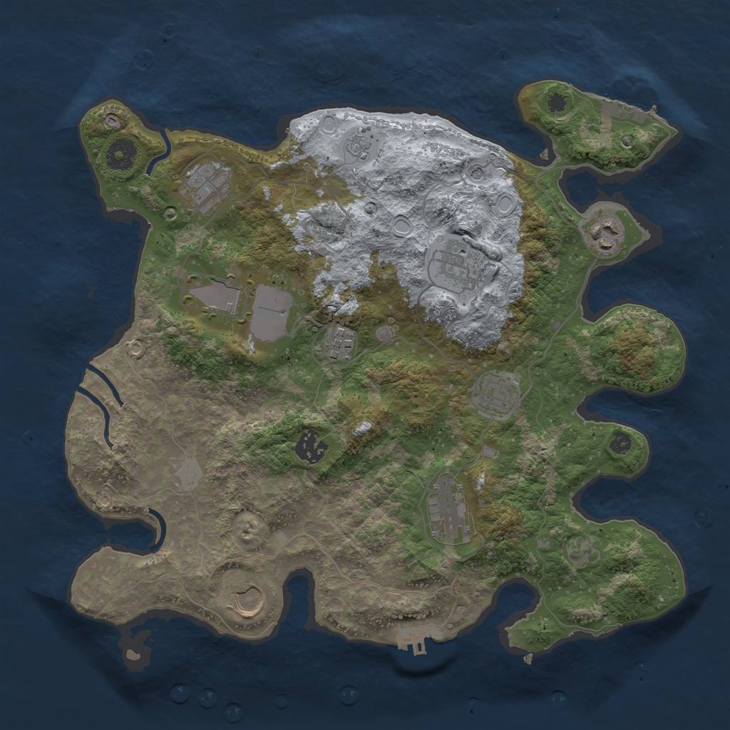 Rust Map: Procedural Map, Size: 3500, Seed: 2130750569, 16 Monuments