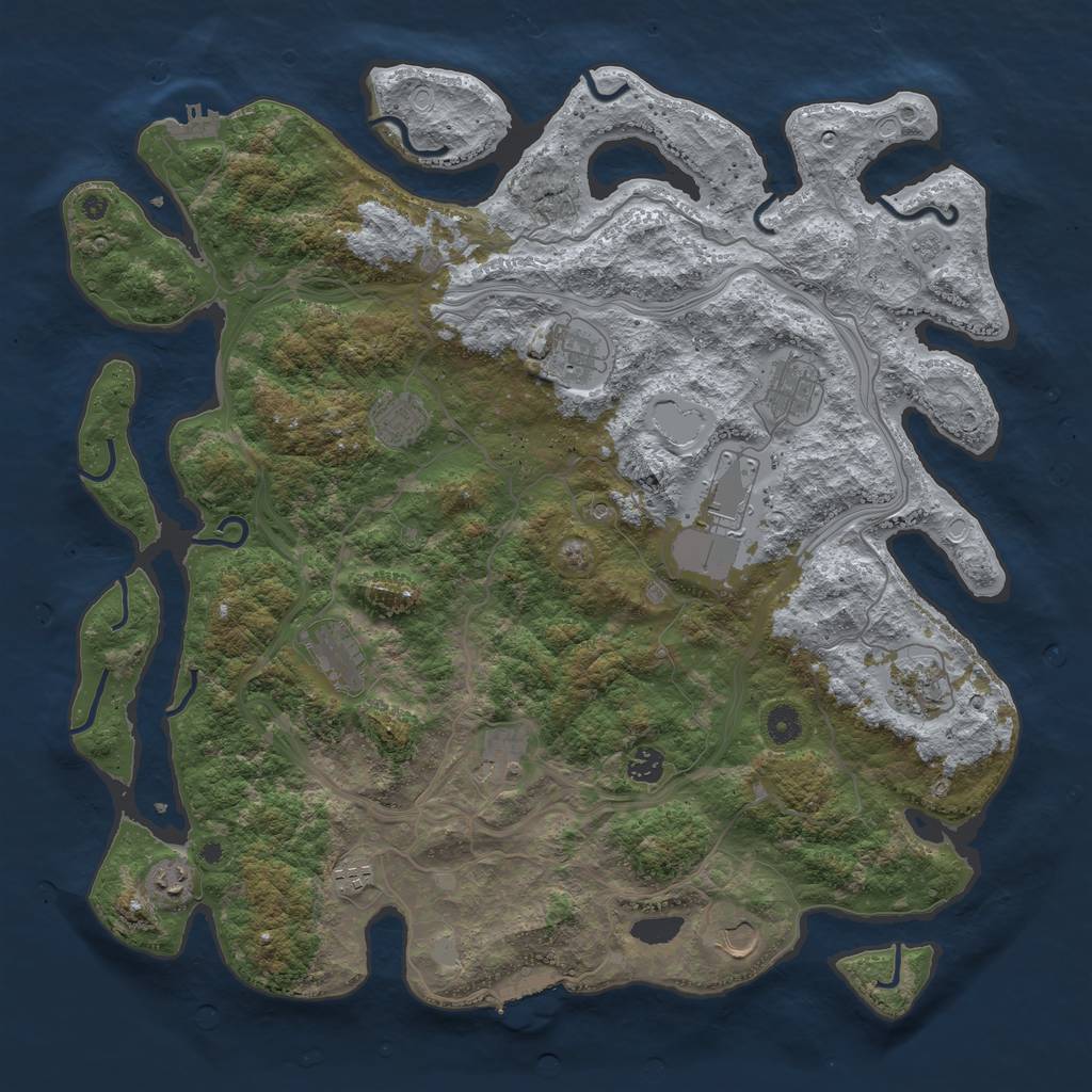 Rust Map: Procedural Map, Size: 4500, Seed: 1799284191, 20 Monuments