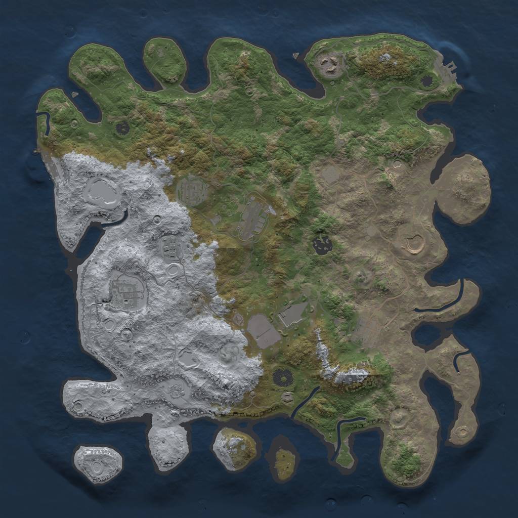 Rust Map: Procedural Map, Size: 3950, Seed: 28817455, 18 Monuments