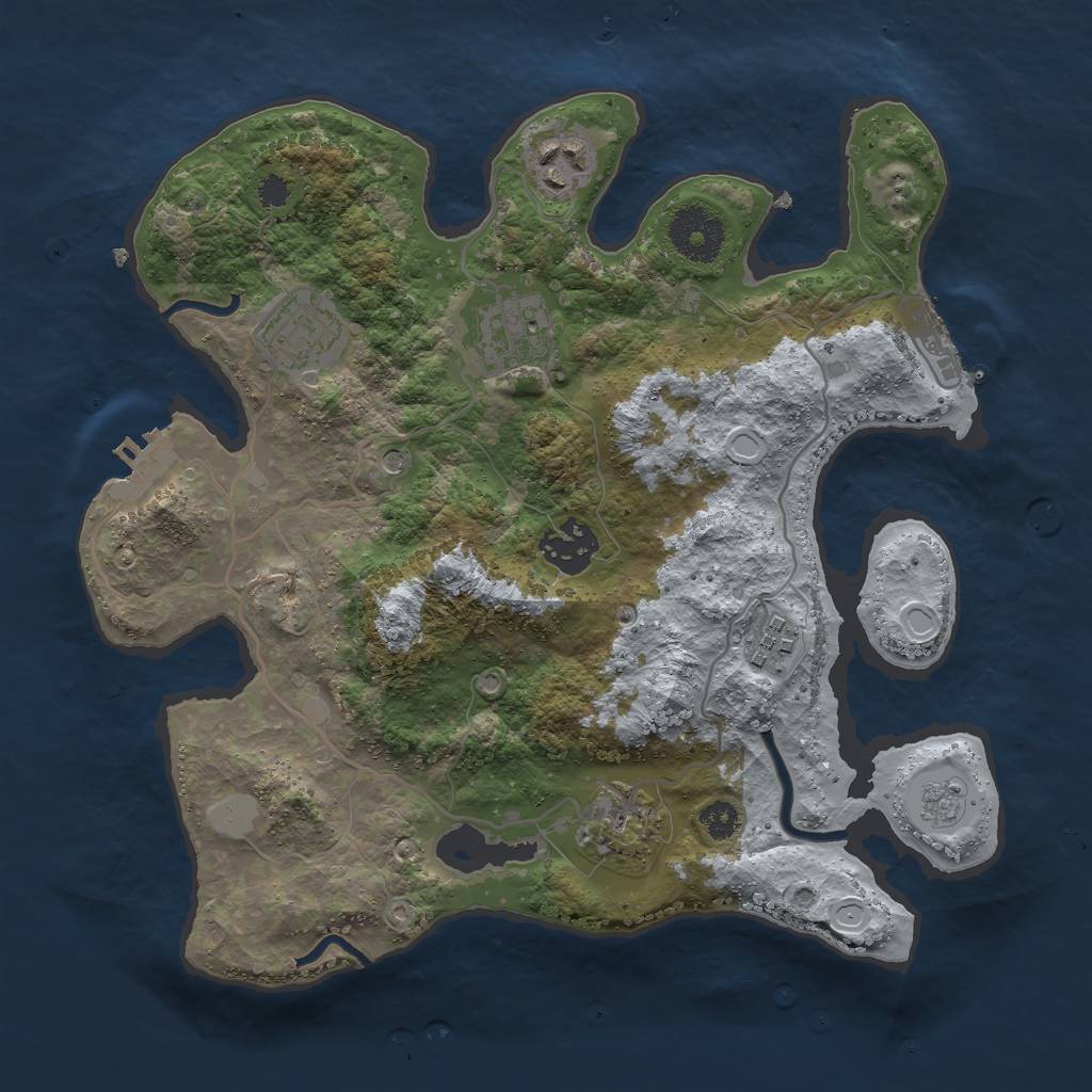 Rust Map: Procedural Map, Size: 3000, Seed: 1614221377, 13 Monuments
