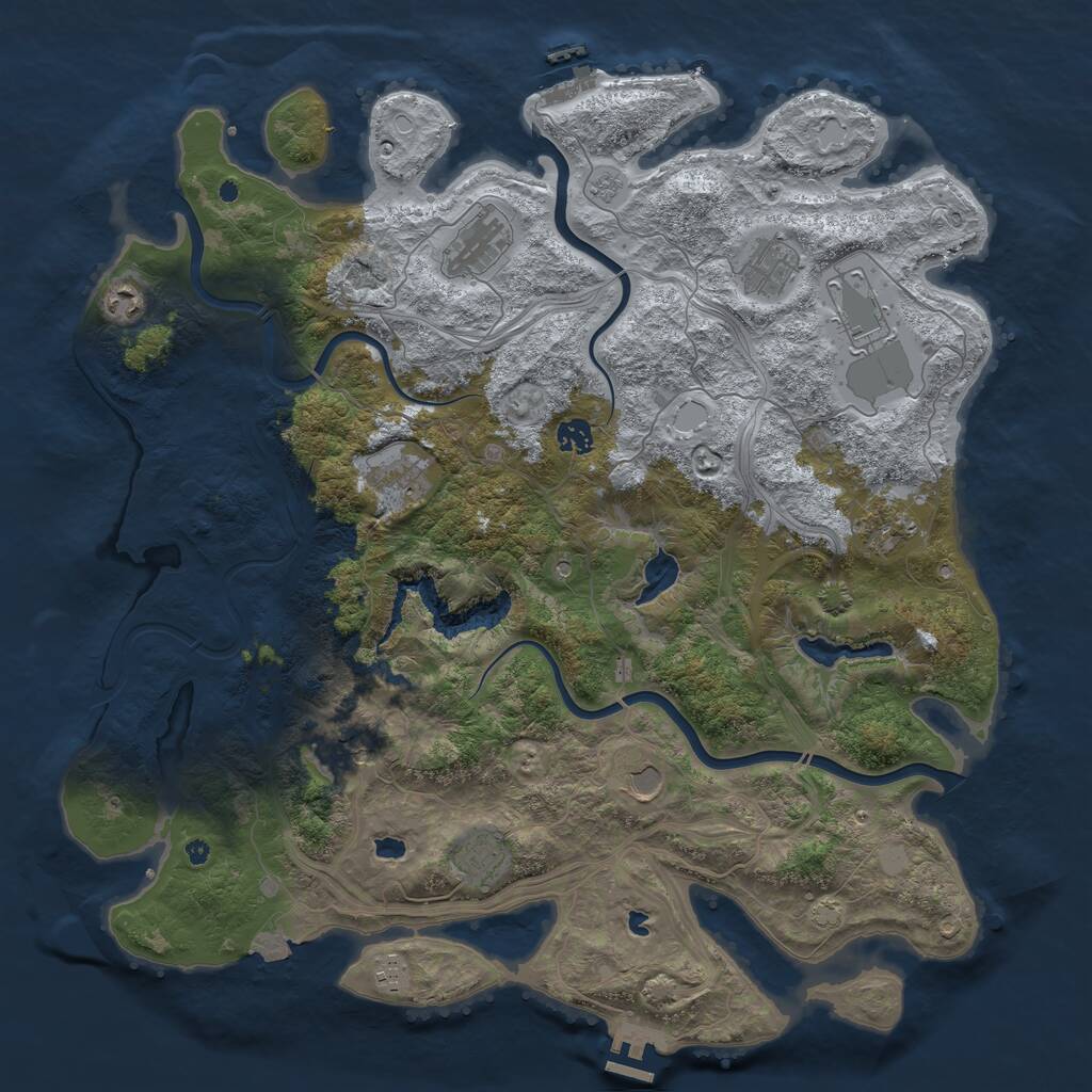 Rust Map: Procedural Map, Size: 4500, Seed: 814621599, 17 Monuments