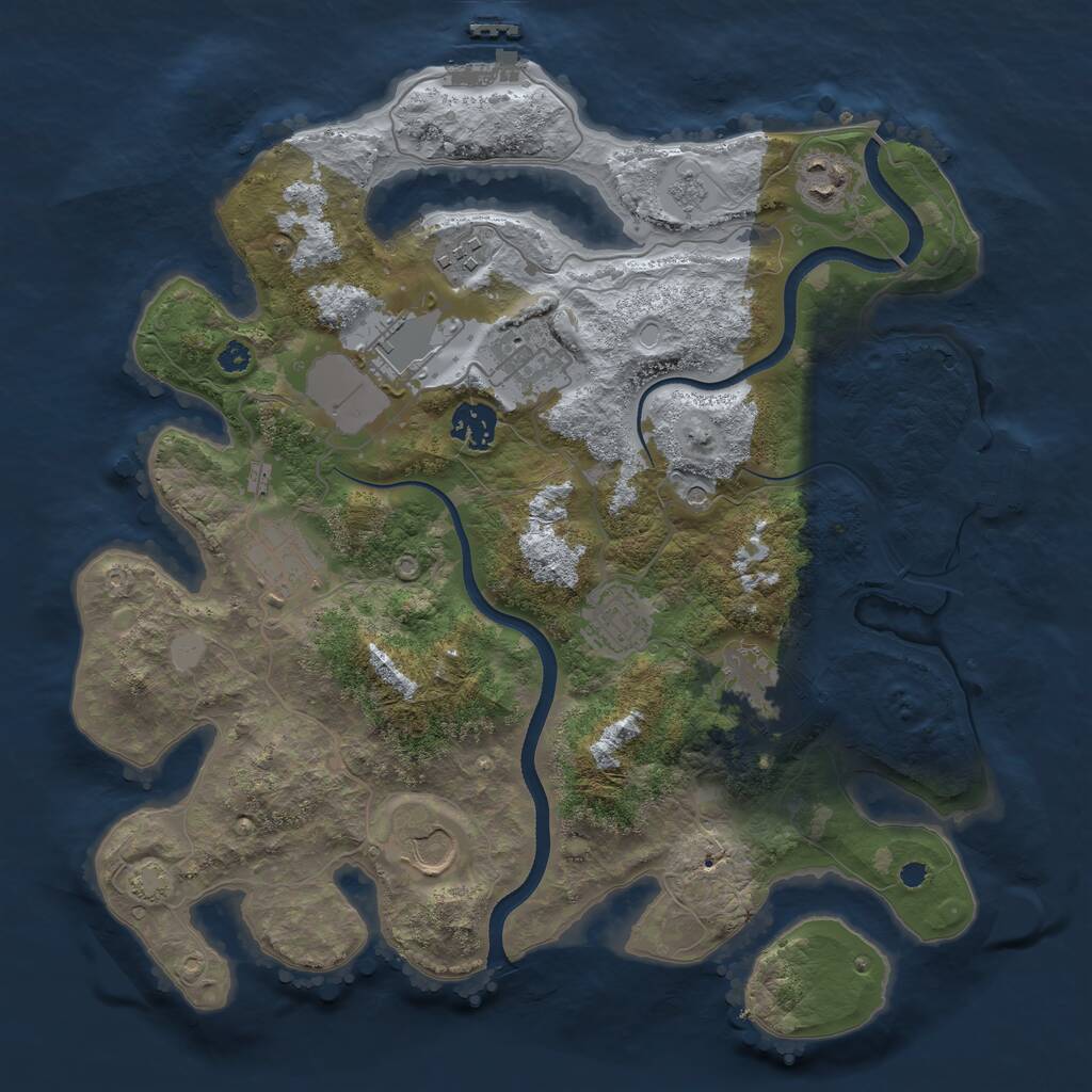 Rust Map: Procedural Map, Size: 3500, Seed: 1834206252, 15 Monuments