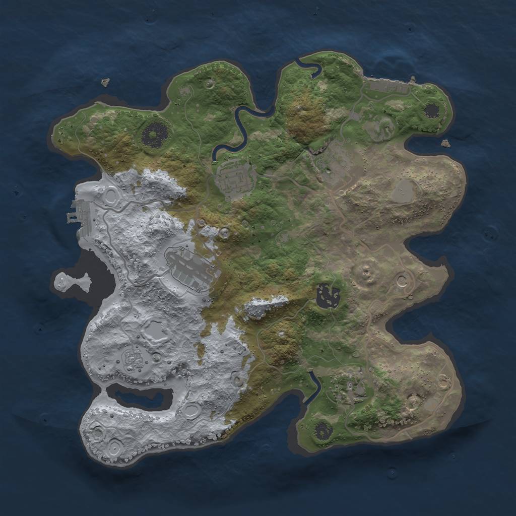 Rust Map: Procedural Map, Size: 3000, Seed: 622771759, 12 Monuments