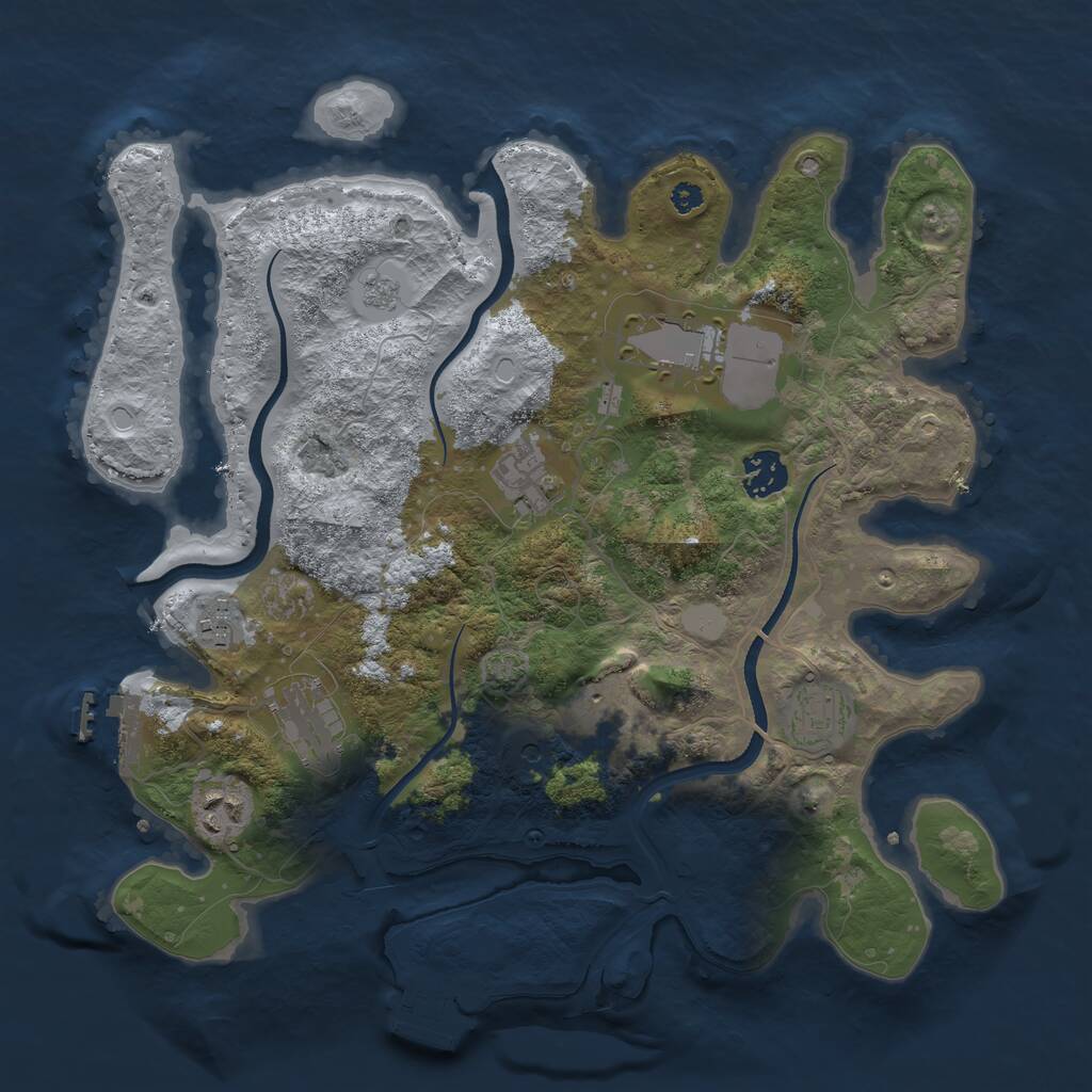 Rust Map: Procedural Map, Size: 3500, Seed: 81471011, 14 Monuments