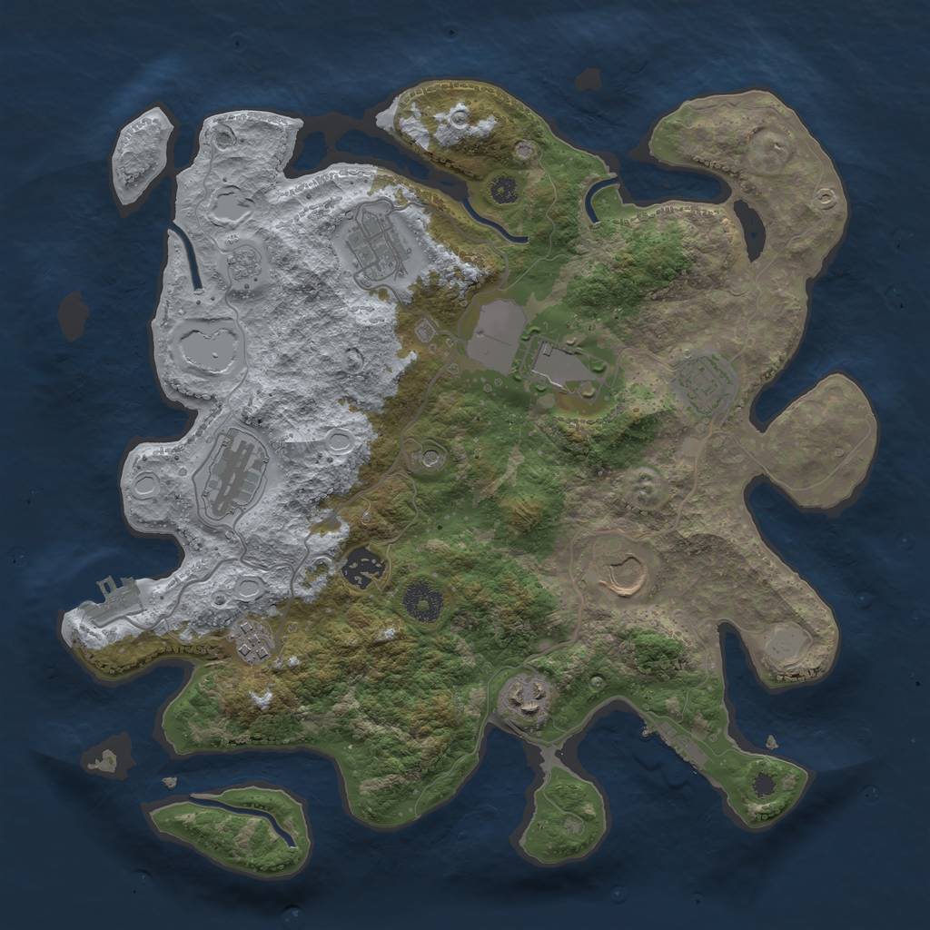 Rust Map: Procedural Map, Size: 3500, Seed: 647643585, 17 Monuments