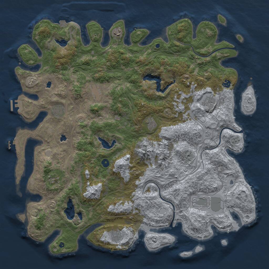 Rust Map: Procedural Map, Size: 5000, Seed: 24485239, 16 Monuments